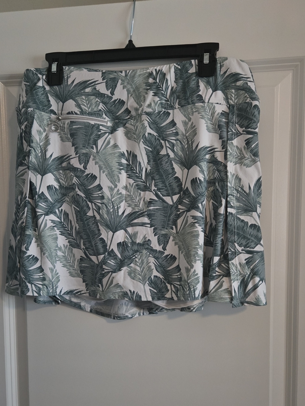 Green Palm-Print Skater Skirt - Women's